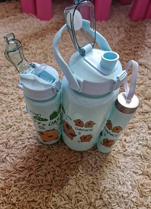 Бутылки для воды "happy day" - бутылочка для воды набор 3 в 1.3 фото