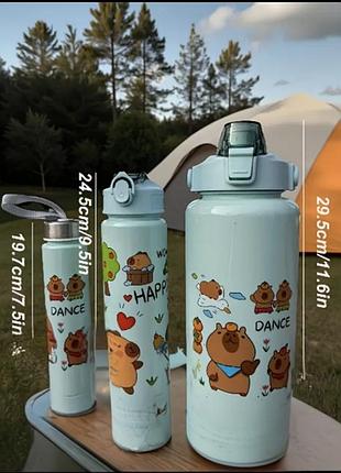Бутылки для воды "happy day" - бутылочка для воды набор 3 в 1.5 фото