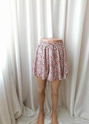 Шорти спідниця висока посадка квітковий принт
