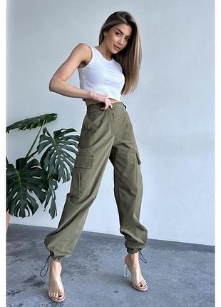 Брюки карго жіночі хакі
