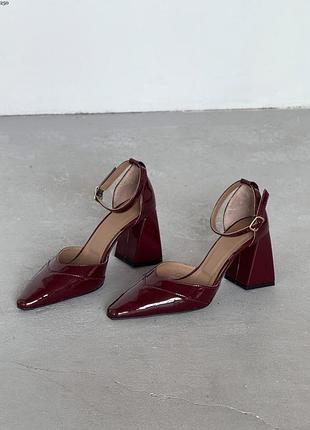 Туфлі, арт. 10250, бургунді, натуральна лакована шкіра