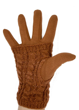 Перчатки.женские зимние перчатки стрейч+вязка рыжий цвет  размер средние 7.52 фото