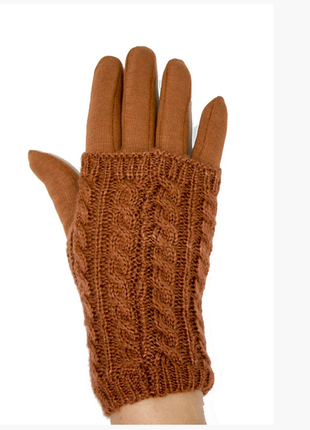 Перчатки.женские зимние перчатки стрейч+вязка рыжий цвет  размер средние 7.55 фото
