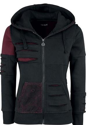 Готичний зіп худі Colourblock by emp печворк прикрашений мереживом freaking out loud hooded zip