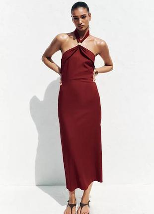 Сукня жіноча бордова з льоном zara new