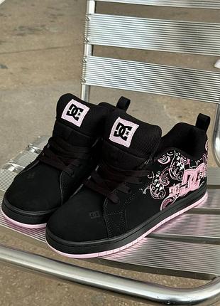 Брендовые кроссовки dc court graffik black pink, женккие кроссовки