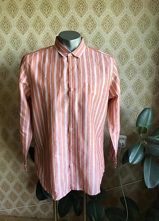 Мужская рубашка van heusen лен 65% .