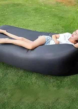 Ламзак пляжный диван-мешок черный надувной матрас (160х70 см) air sofa cloud