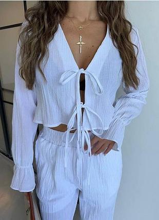 Костюм брючний льон жатка