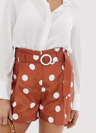 Трендові  коричневі шорти у горошок river island