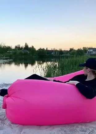 Надувной матрас (180х70 см) air sofa cloud, розовый / шезлонг надувной / ламзак