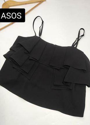 Майка жіноча блуза чорна на бретелях укорочена бренду asos m