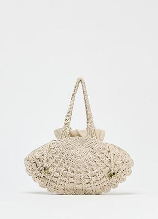 Вязаная крючком сумка в форме ракушки zara