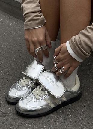 Кросівки adidas samba срібні сірі шкіра
