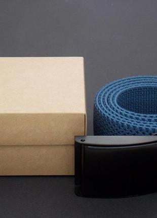 Тканевый синий ремень в подарочной упаквке (польша)1 фото