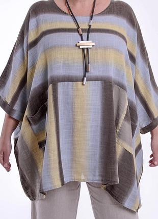 Стильна жіноча туника великого розміру 2xl-3xl котон 100% італія2 фото