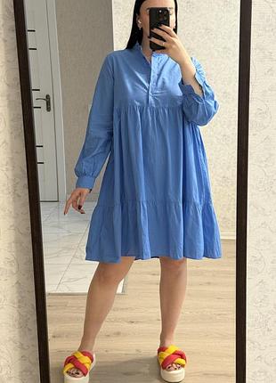 Натуральное котоновое платье платье рубашка2 фото