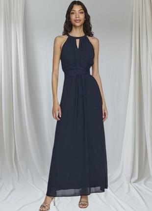 Сукня жіноча максі плаття в підлогу шифонове синє брендове стильне гарна нарядна сукня m l villa платье шикарное на выход вечернее длинное