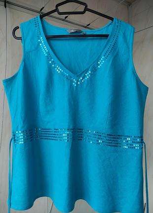 Блузка микс лен 55/вискоза 45, блузка натуральная яркая, большой размер