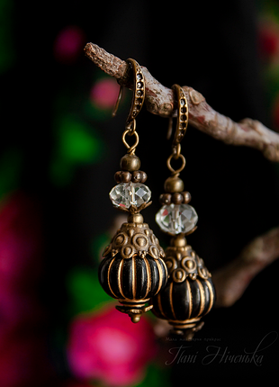 Дизайнерські сережки в стилі етно, бохо, трайбл. національні прикраси ручної роботи