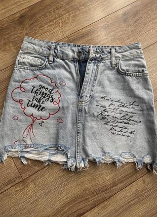 Джинсова міні спідниця