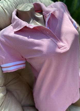 Теніска жіноча/футболка поло з комірцем рожева