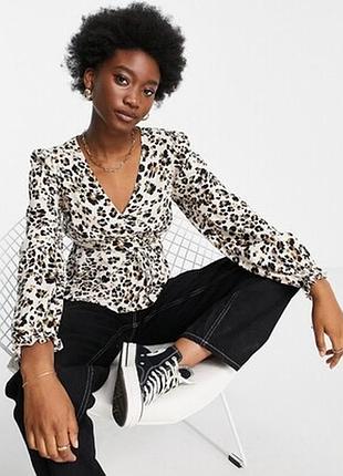 Блузка на ґудзиках з анімалістичним принтом miss selfridge розмір 40