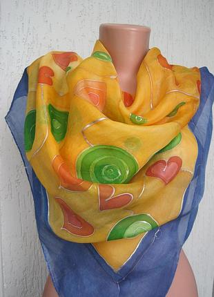 Платок натуральный шелк, ручная роспись