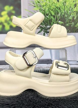Босоножки подростковые для девочки jong golf молочные на платформе 5809