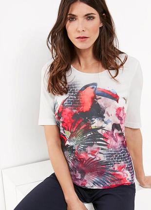 Брендова футболка "gerry weber" з тропічним принтом. розмір uk12/eur38.