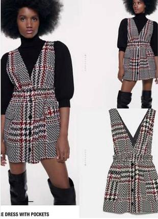 Шикарный сарафан zara в клетку в размере м