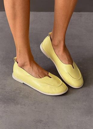 Натуральная кожа, классные женские желтые балетки