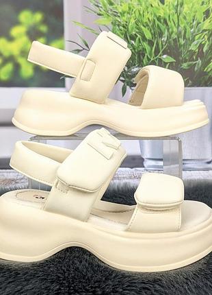 Босоножки подростковые для девочки jong golf молочные на платформе 5810