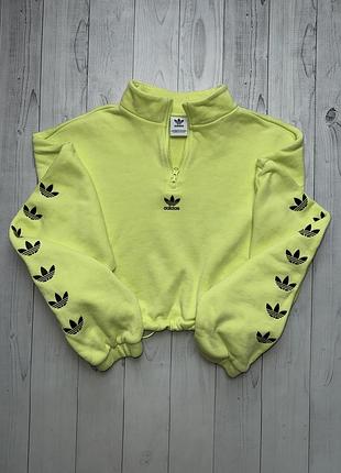 Укорочений світшот adidas кроп топ кофта на утяжках