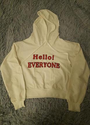 Біле укорочене худі з надписом