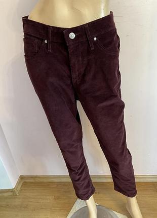 Мужские вельветовые брюки цвета бурнунди/ 30/32 brend levis