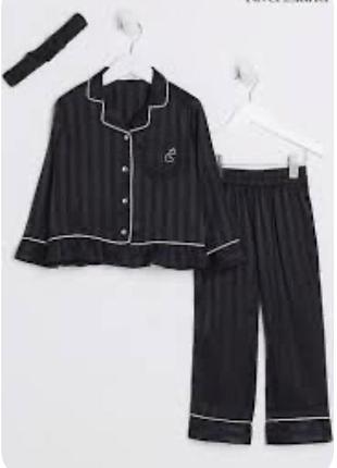 Сатиновая шелковая пижама в полоску river island 7/8 лет