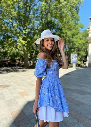 Жіноча легка літня сукня з подвійною спідницею