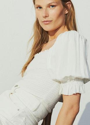 Белый топ h&m лён вискоза