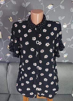 Красивая блуза в ромашки р.46/48 блузка блузочка