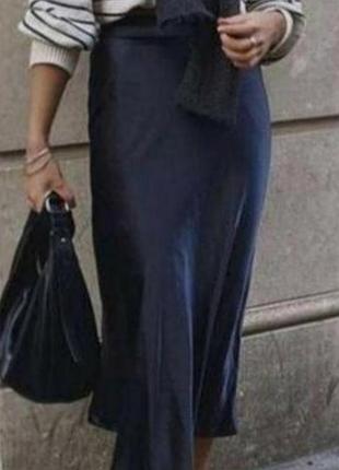 Сатиновая атласная макси юбка zara