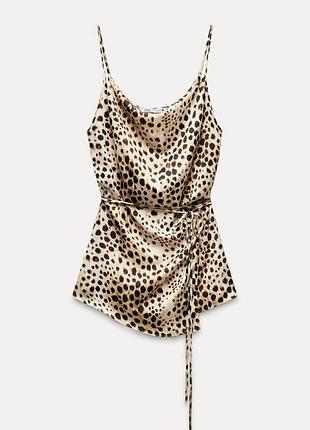 Леопардовий подовжений топ майка блуза zara