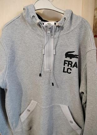 Худі чоловіче сірого кольору. бренд lacoste.