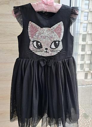 Святкова сукня з котиком h&m 4-5л платье кошечки h&m