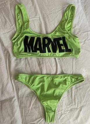 Купальник marvel ,раздельный купальник ,неоновый купальник , раздельный купальник