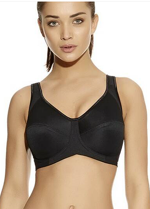 Eur 80f черный комфортный спортивный бюстгальтер на большую грудь No2434
