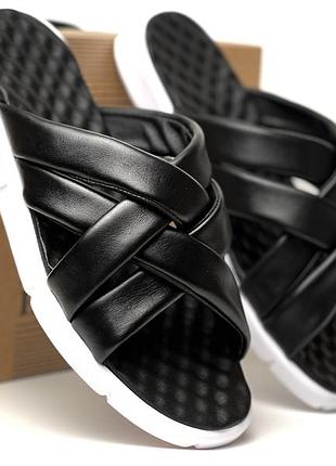 Летние мужские кожаные шлепанцы из натуральной кожи