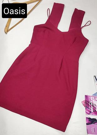 Платье женское малинового цвета на широких бретелях от бренда oasis s