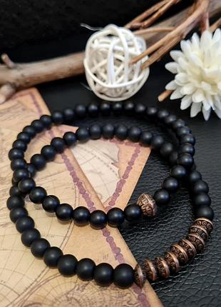 🔺⚫️ набор браслетов 2шт шунгит 6 мм
