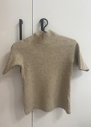 Yaya | в’язаний светр-гольф, xs, бежевий меланж